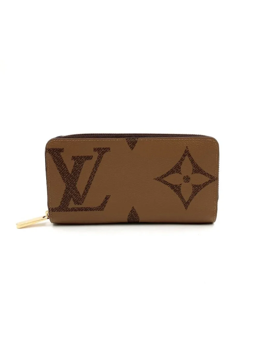 Louis Vuitton Zippy Wallet Monogram Giant Leather Brown Round Gold